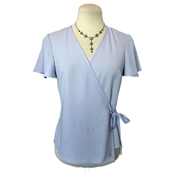 1.STATE Women's Blue Wrap Top Size XS - Picture 2 of 6